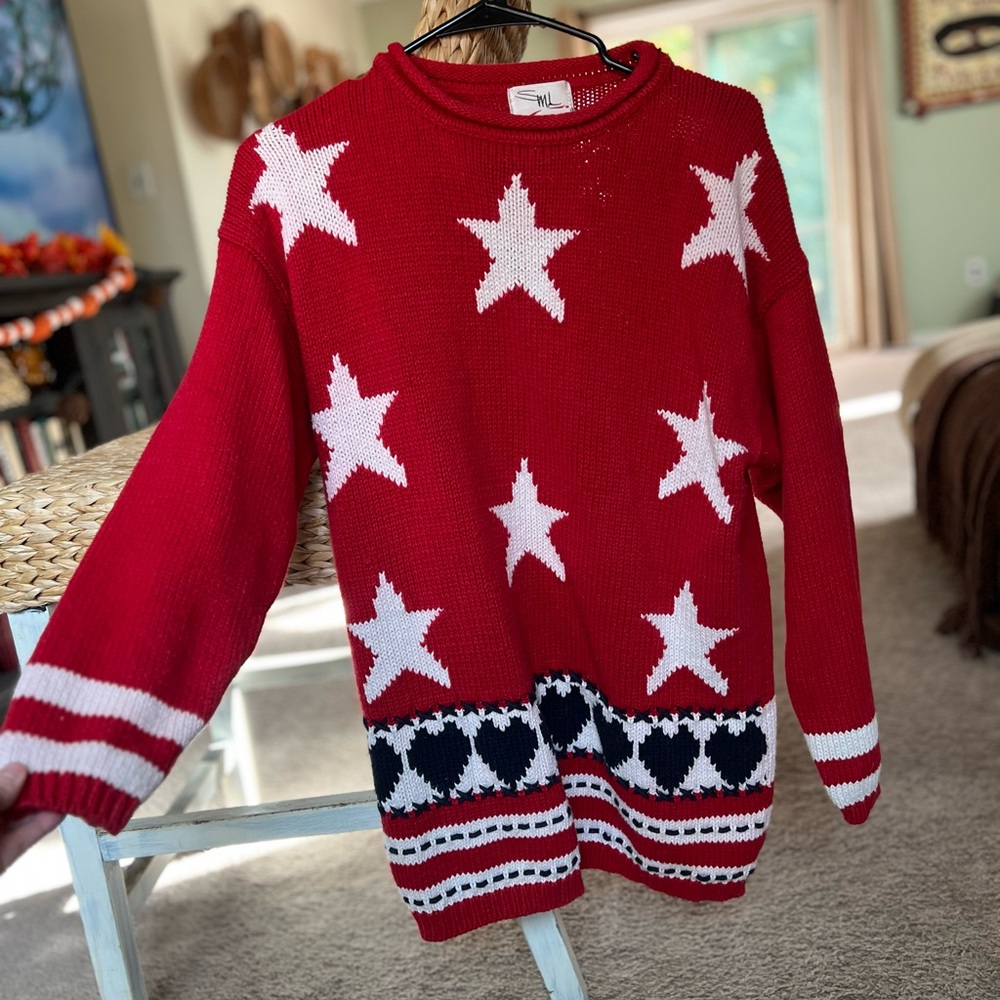 SML Sport Red and White Star Sweater